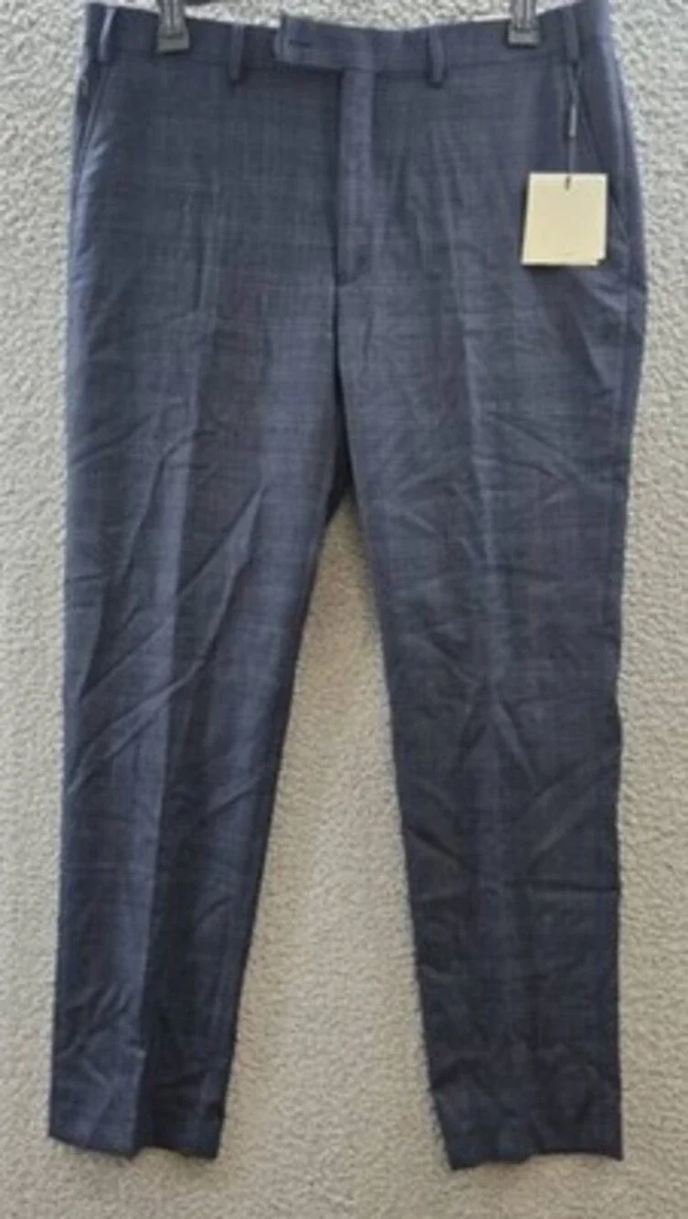 Calvin Klein Wool Blend Slim Fit Suit Pants Men's 38x32 Blue Hook & Tab Closure